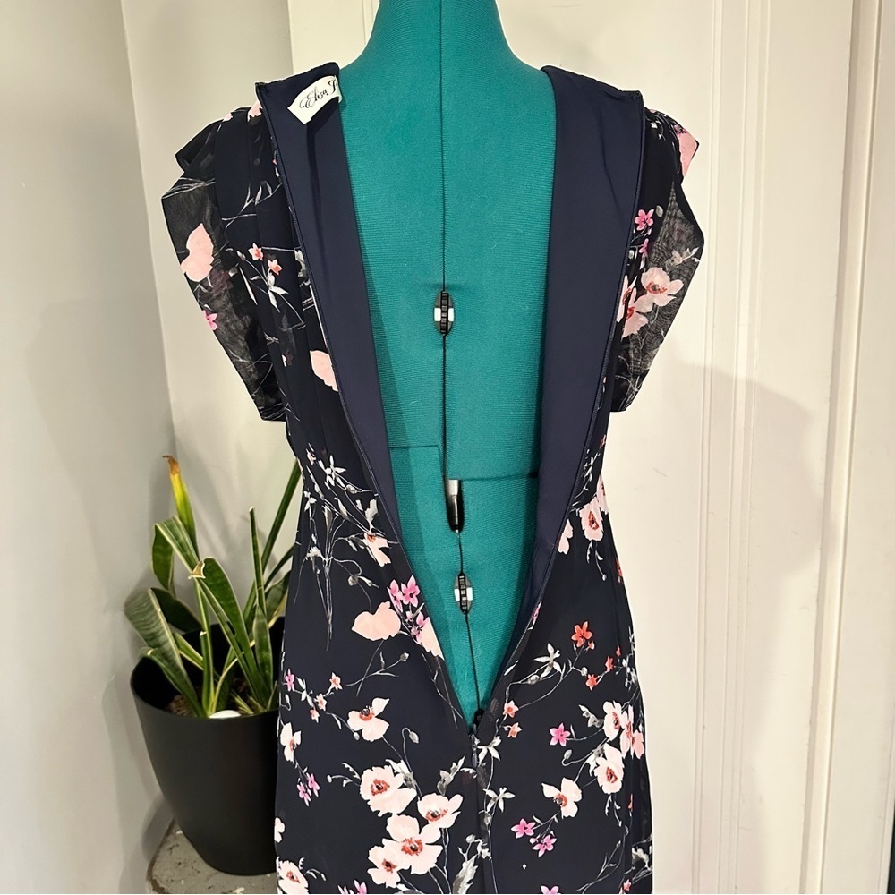 Eliza J Floral High/Low Faux Wrap Chiffon Dress size 4 - Picture 11 of 16